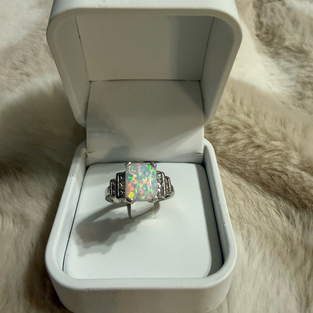 Elegant Silver Opal Ring